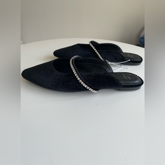 New A New Day Black Velvet Rhinestone Holiday NYE Party Dress Shoes Flats 7 - Picture 5 of 5